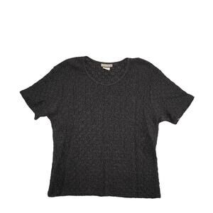 Vintage Notations Black Textured Knit Top Women’s Medium Made in USA